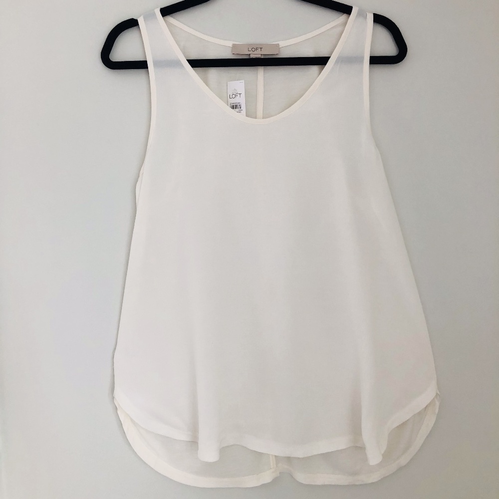 white scoop neck light tank / size xs